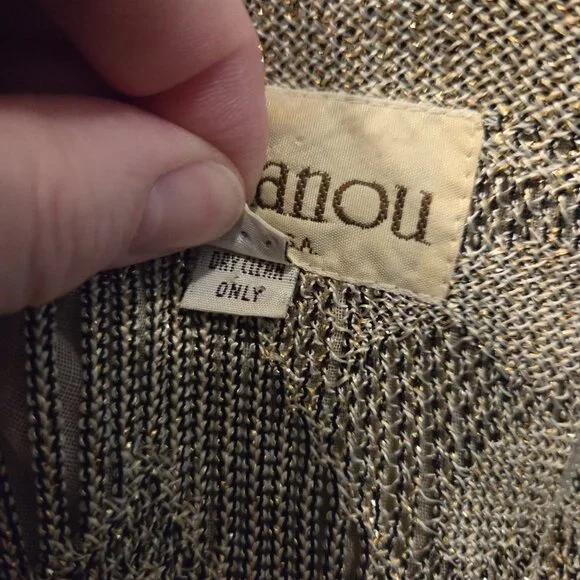 Vintage Damianou Gold Metallic Knit Drop-Waist Dress - S - Picture 7 of 12